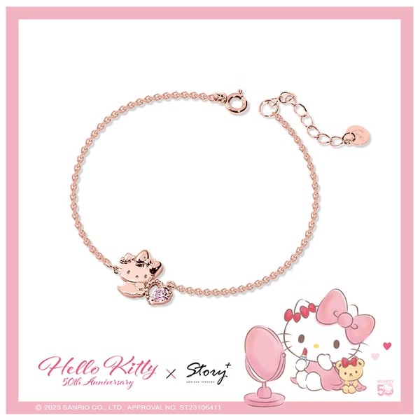 HELLO KITTY凱蒂貓晶鑽純銀手鍊-Future